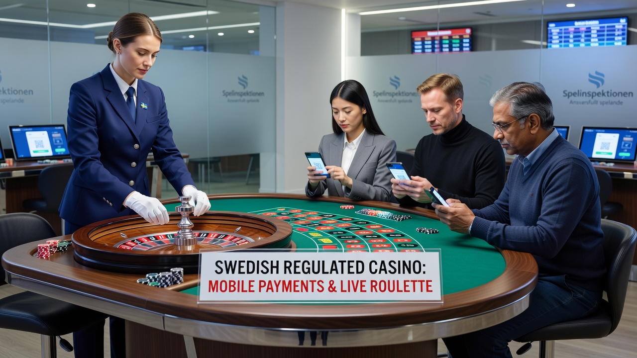 Live roulette table view on a mobile screen with payment confirmation overlay in a regulated Swedish casino environment