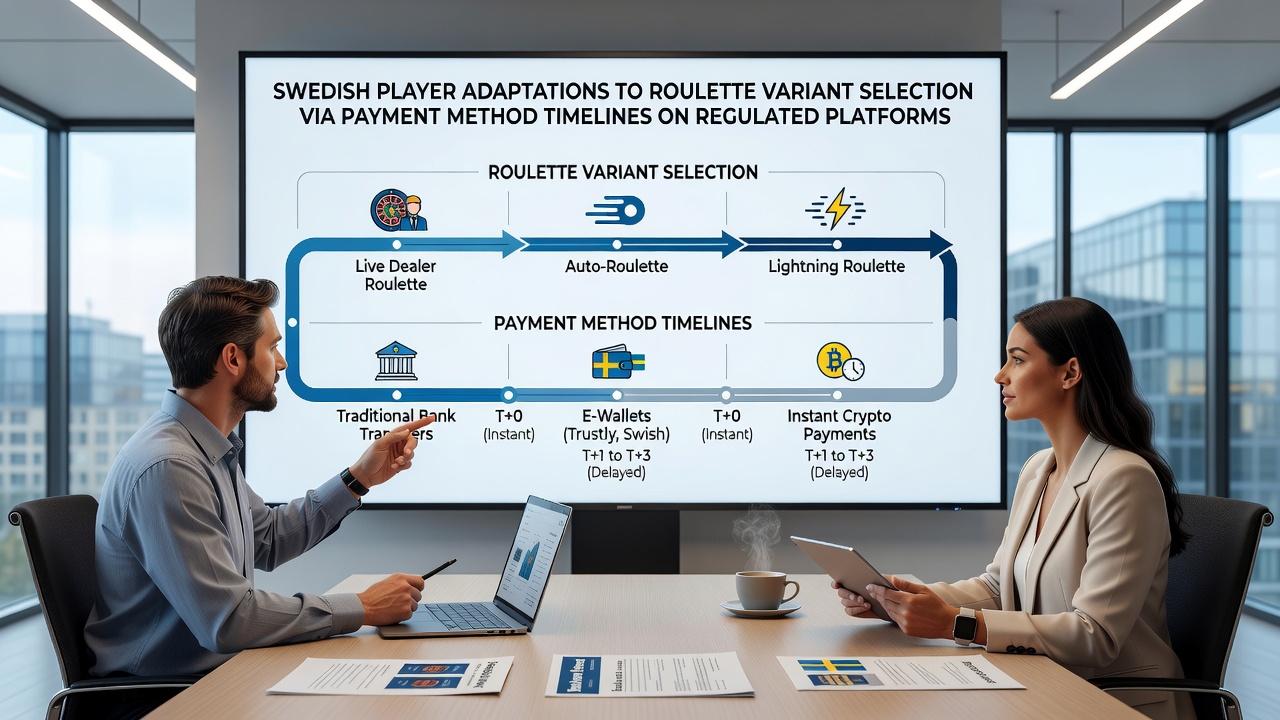 Infographic showing payment method timelines and roulette variant selection trends among Swedish players
